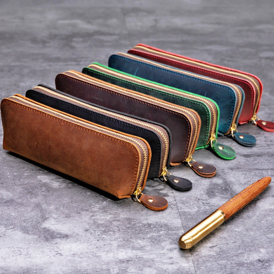Zippered Leather Pencil Case