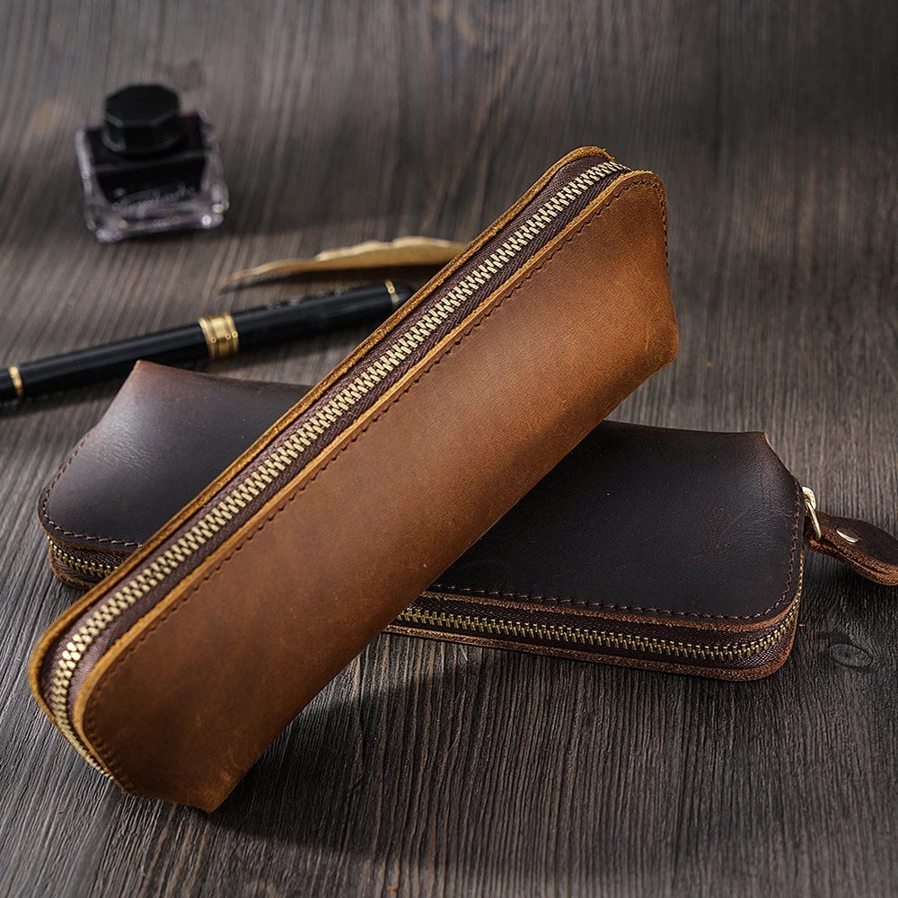 Zippered Leather Pencil Case